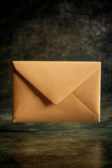 Aufkleber - A brown envelope sits atop a wooden table, ready for use