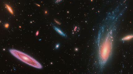 Poster - Cosmic wonders of distant galaxies and bright stars in a vast universe
