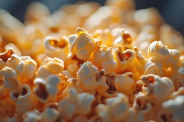 Poster - A pile of popcorn sitting on top of a table