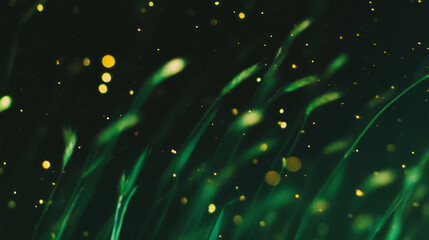 Poster - Enchanting barley sprouts and drift with glowing green ambiance