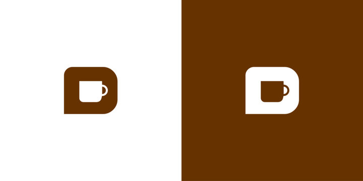 logo design letter D with a cup of coffee letter