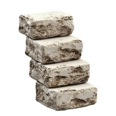 Poster - Three pieces of white marble stacked on top of each other in a balanced arrangement showcasing natural texture isolated on transparent background..