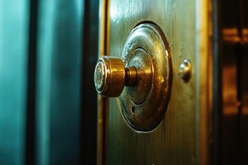 Aufkleber - A close-up shot of a door handle on a door, perfect for use in interior design or architectural projects