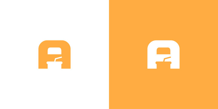 logo design letter A with negative space drink cup