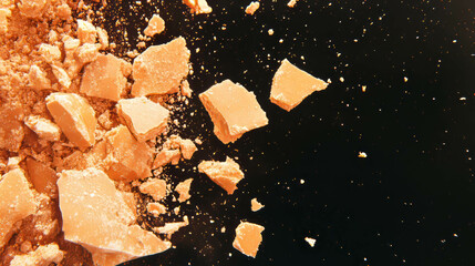 Poster - Crumbled cookies on dark background for creative designs