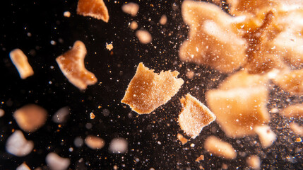 Poster - Floating cookie crumbs with light effects for creative designs