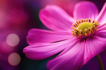 Poster - A detailed view of a pink flower with blurred surroundings