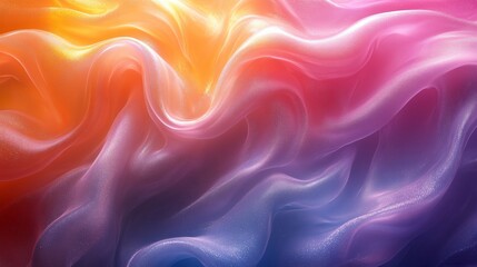 Poster - Flowing abstract waves in vibrant colors of orange, pink, and purple, creating a soft and tranquil atmosphere. Artistic expression and modern design concept
