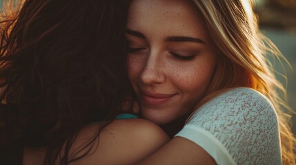 Poster - A person embracing a woman in a warm and intimate moment