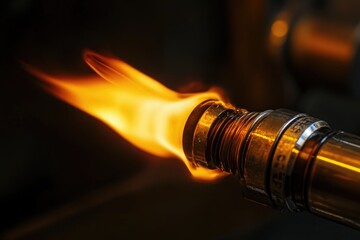 Poster - A close-up view of a metal object with a flame emerging from it, ideal for use in scenes requiring industrial or fiery elements