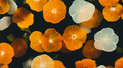 Aufkleber - Vibrant citrus background design featuring halved tangerines and oranges