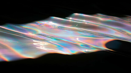 Poster - Drifting iridescent confetti and rainbow light abstract background for creative design