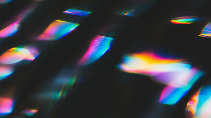 Poster - Vibrant iridescent confetti and rainbow light background for festive designs