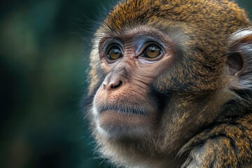 Poster - A detailed shot of a monkey's face with a blurred background