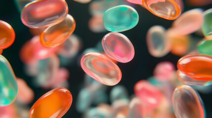 Poster - Colorful floating jelly beans with transparent background for creative designs