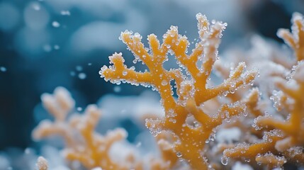 Wall Mural - A close-up shot of a plant covered in snow, great for winter-themed projects or nature-inspired designs