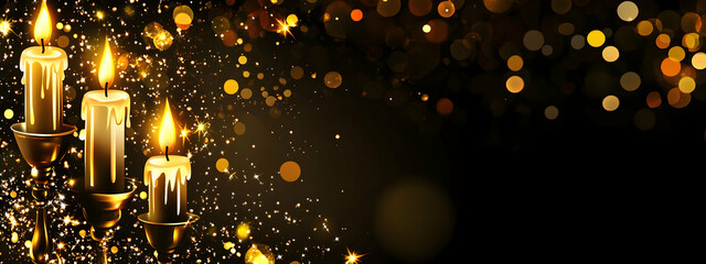 Poster - festive banner featuring candles, glowing in soft light