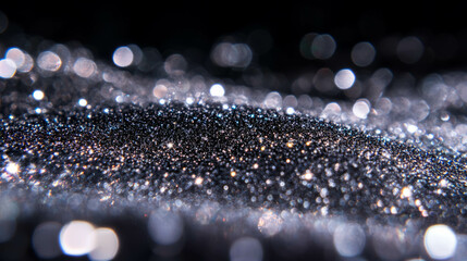 Fototapete - Silver glitter background with bokeh highlights for festive design
