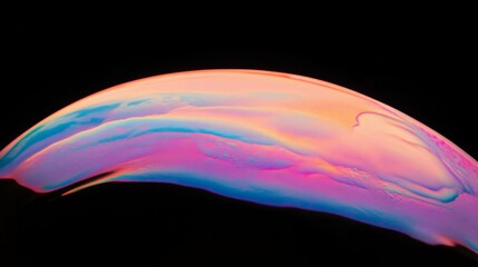Poster - Vibrant iridescent soap bubbles on dark background for creative design