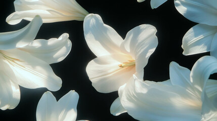 Poster - Graceful white lily petals floating elegantly in minimalistic background