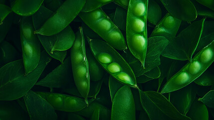 Poster - Fresh green pea pods background for nature and organic food concepts