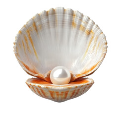 Poster - White pearl inside a natural shell on a neutral background for decorative or natural themes isolated on transparent background..