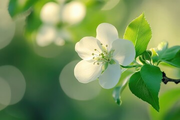 Poster - Close-up of a single white flower growing on a tree trunk