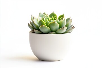 Poster - A small plant is placed in a white pot and sits on a table