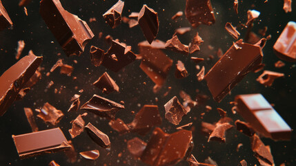 Aufkleber - Dynamic fragments of falling chocolate bars for sweet-themed designs