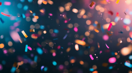 Poster - Vibrant celebration background with falling colorful confetti for party design