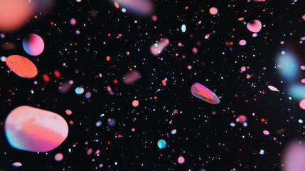 Aufkleber - Abstract falling colorful paint splatters on dark background for creative projects