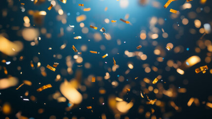 Poster - Dynamic celebration scene with falling confetti and vibrant background