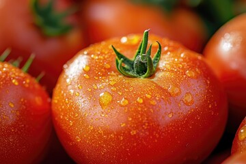 Aufkleber - A close-up shot of a bunch of tomatoes with varying sizes and colors