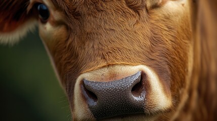 Poster - A close-up shot of a brown cow's nose, perfect for agricultural or nature-themed projects