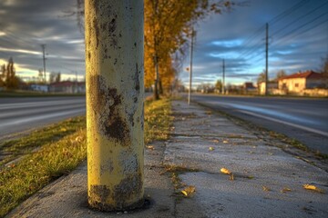 Poster - A fire hydrant stands on the side of the road, ready for use in case of an emergency