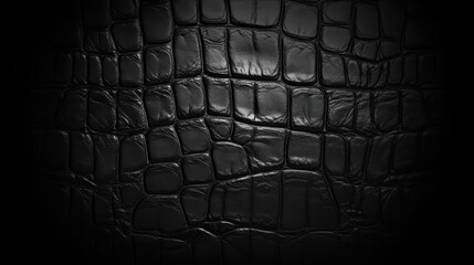 Black crocodile leather texture background with a luxurious pattern