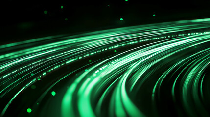 Poster - Futuristic digital data streams with green light effects for technology design