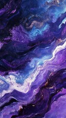 Poster - Vibrant abstract painting with flowing purple and blue swirls. Dynamic art with rich textures, creative pattern. Contemporary expressionism and color exploration concept