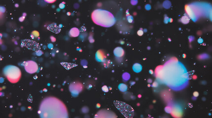 Poster - Enchanting glitter particles in motion against dark background for festive design