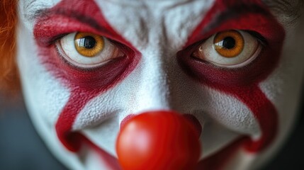 Poster - Close-up of a clown's face with a bright red nose, suitable for various illustrations and designs