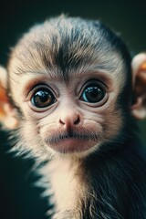 Poster - A close-up shot of a baby monkey with large eyes