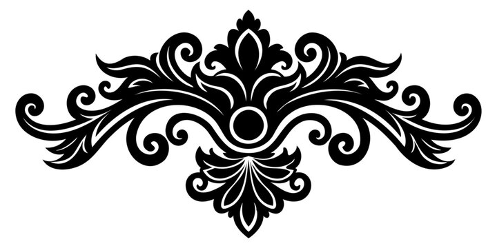 Elegant Baroque Ornaments Silhouette Vector Illustration Isolated on Transparent Background
