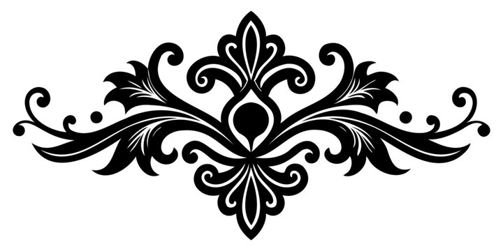High-Quality Baroque Ornament Silhouette Vector on Transparent Background