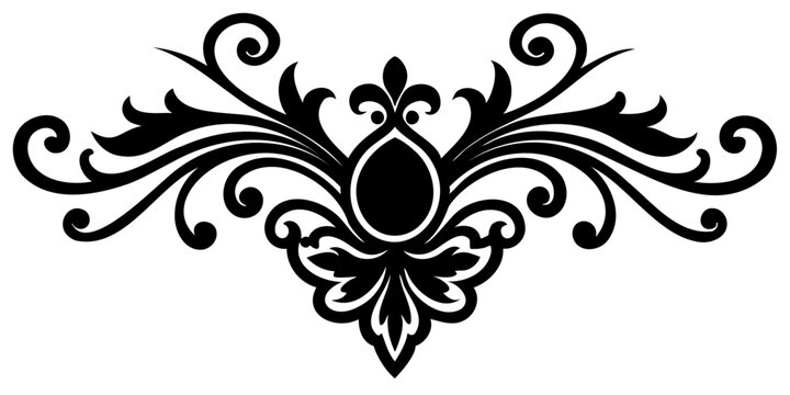 High-Quality Baroque Ornament Silhouette Vector on Transparent Background