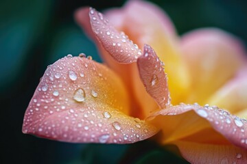Poster - A close-up shot of a flower with water droplets glistening on its petals