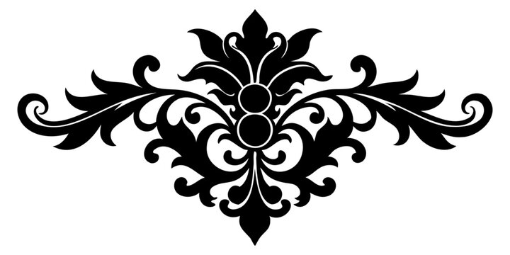 Elegant Baroque Ornaments Silhouette Vector Illustration Isolated on Transparent Background
