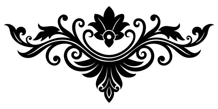 Elegant Baroque Ornaments Silhouette Vector Illustration Isolated on Transparent Background