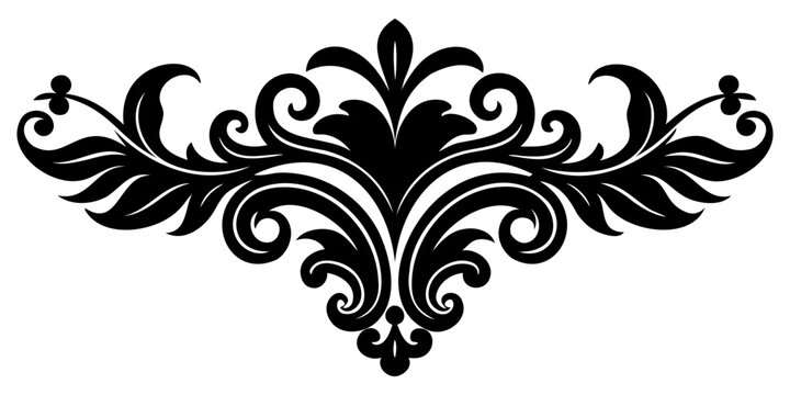 High-Quality Baroque Ornament Silhouette Vector on Transparent Background