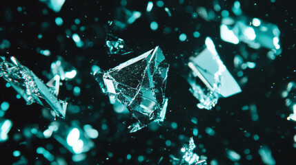 Poster - Enchanting abstract celebration with falling metallic flakes and sparkling glimmers