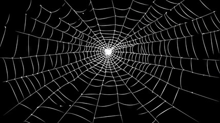A cyber background animation showcasing a retro minimalistic Halloween design element: a 3D render of a glowing neon white spider's web trap
